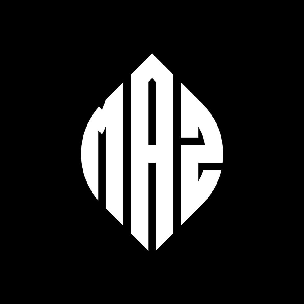 MAZ circle letter logo design with circle and ellipse shape. MAZ ellipse letters with typographic style. The three initials form a circle logo. MAZ Circle Emblem Abstract Monogram Letter Mark Vector. vector