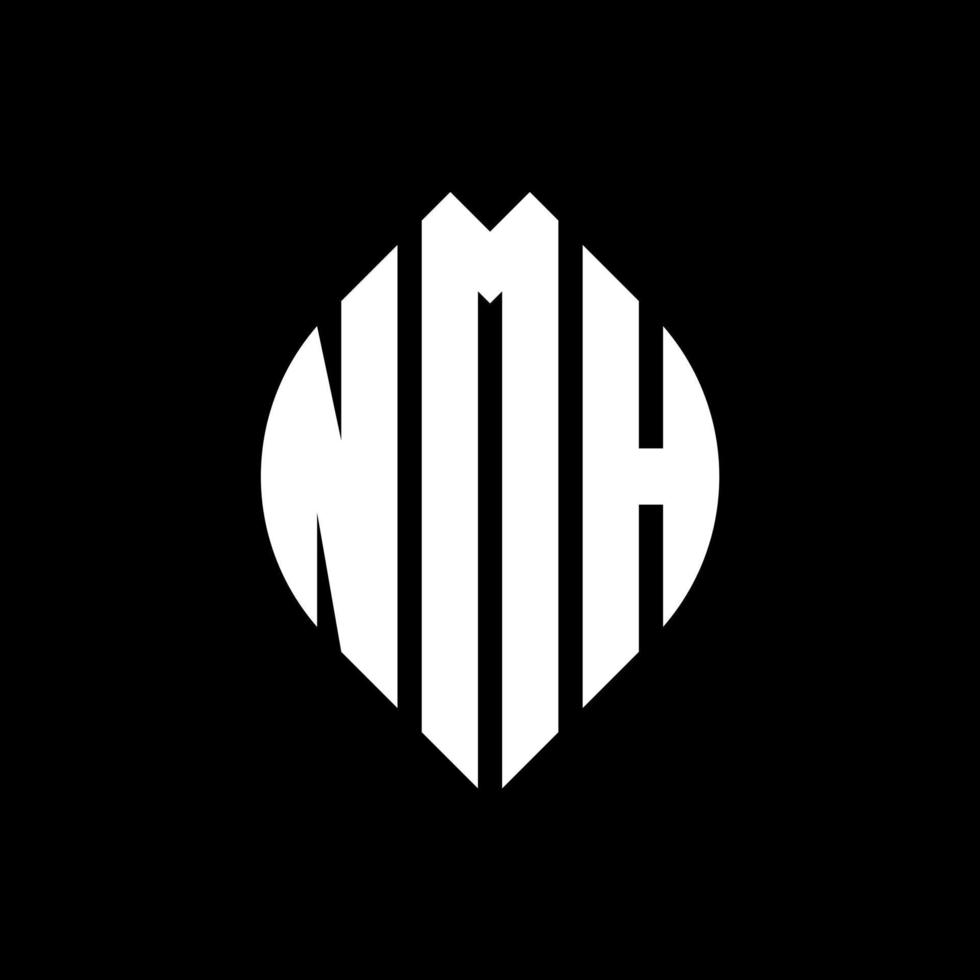 NMH circle letter logo design with circle and ellipse shape. NMH ellipse letters with typographic style. The three initials form a circle logo. NMH Circle Emblem Abstract Monogram Letter Mark Vector. vector