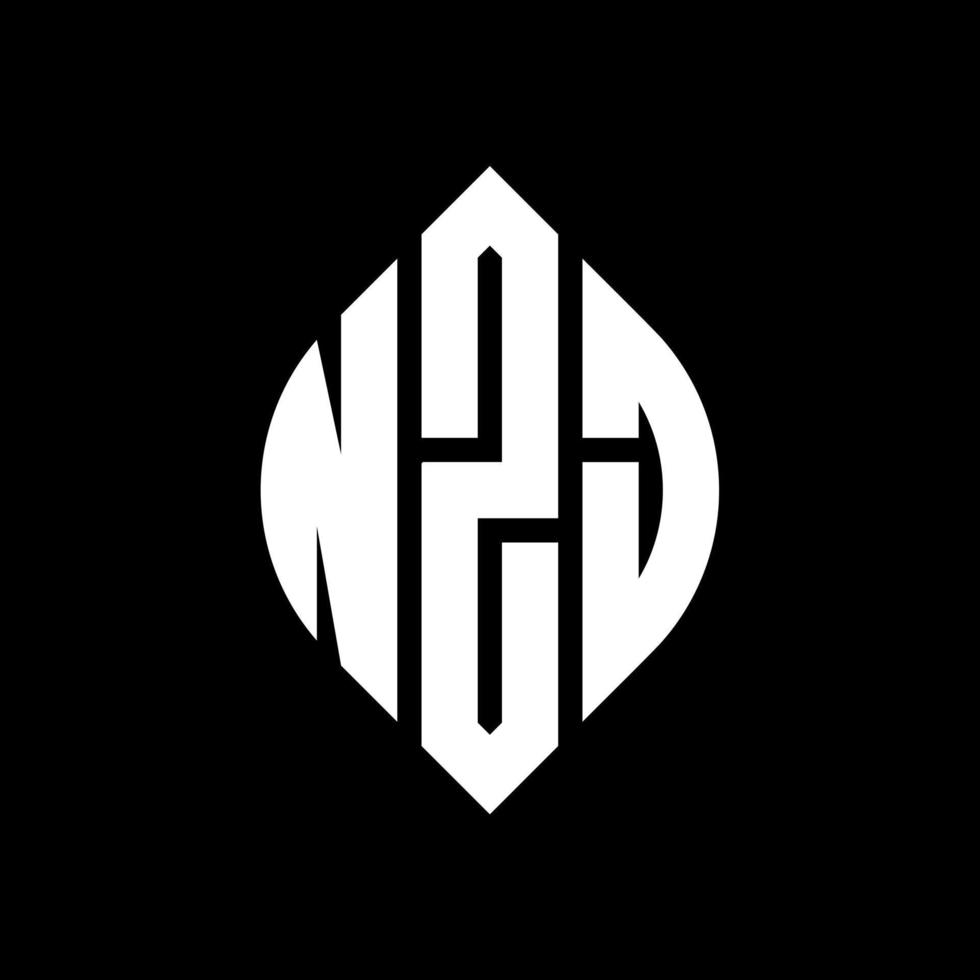 NZJ circle letter logo design with circle and ellipse shape. NZJ ellipse letters with typographic style. The three initials form a circle logo. NZJ Circle Emblem Abstract Monogram Letter Mark Vector. vector