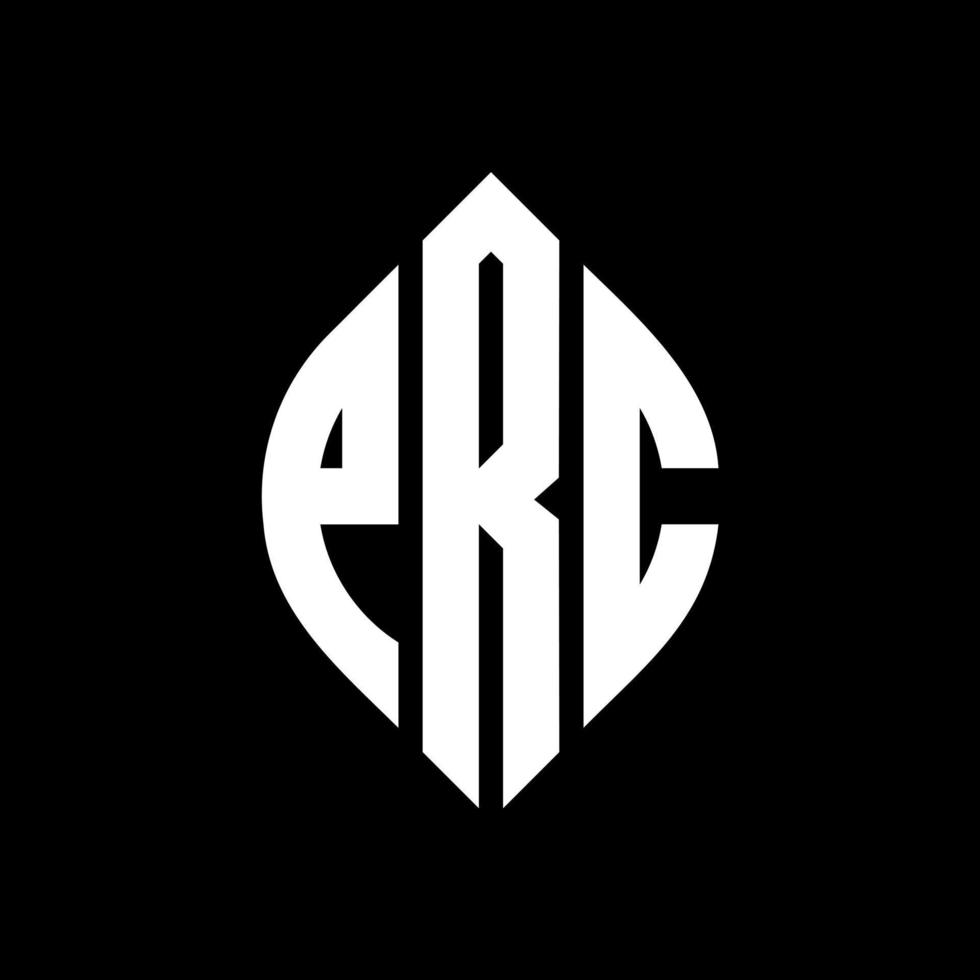 PRC circle letter logo design with circle and ellipse shape. PRC ellipse letters with typographic style. The three initials form a circle logo. PRC Circle Emblem Abstract Monogram Letter Mark Vector. vector