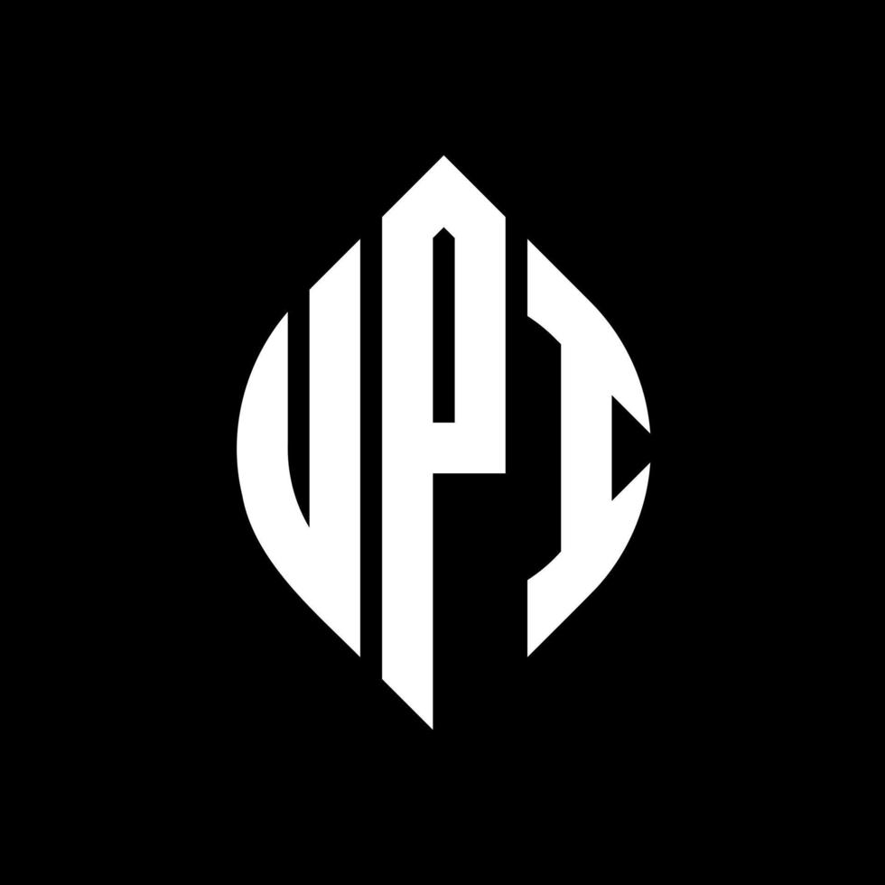 UPI circle letter logo design with circle and ellipse shape. UPI ellipse letters with typographic style. The three initials form a circle logo. UPI Circle Emblem Abstract Monogram Letter Mark Vector. vector