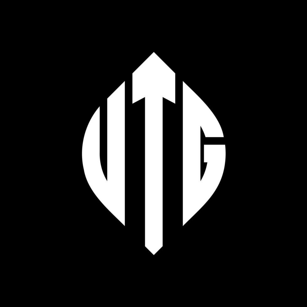 UTG circle letter logo design with circle and ellipse shape. UTG ellipse letters with typographic style. The three initials form a circle logo. UTG Circle Emblem Abstract Monogram Letter Mark Vector. vector
