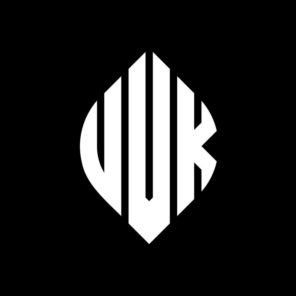 diseño de logotipo de letra de círculo uvk con forma de círculo y elipse. letras de elipse uvk con estilo tipográfico. las tres iniciales forman un logo circular. vector de marca de letra de monograma abstracto de emblema de círculo uvk.