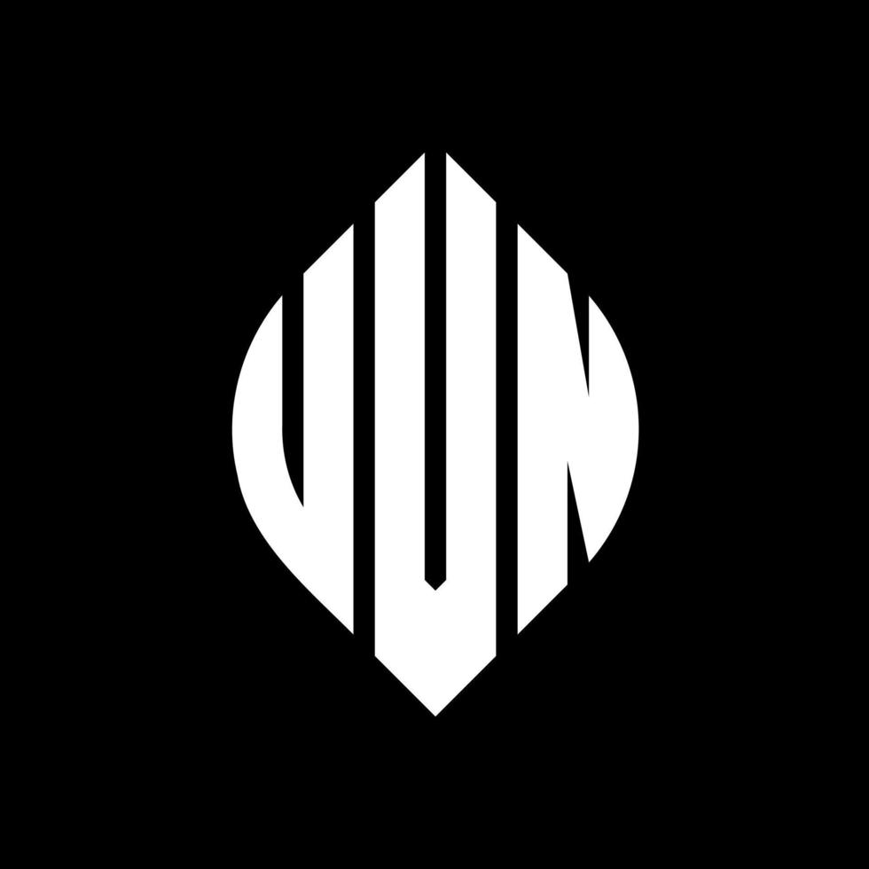 UVN circle letter logo design with circle and ellipse shape. UVN ellipse letters with typographic style. The three initials form a circle logo. UVN Circle Emblem Abstract Monogram Letter Mark Vector. vector