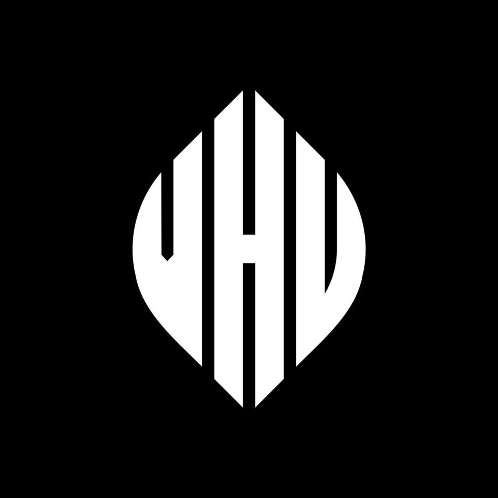 diseño de logotipo de letra de círculo vhu con forma de círculo y elipse. vhu letras elipses con estilo tipográfico. las tres iniciales forman un logo circular. vector de marca de letra de monograma abstracto del emblema del círculo vhu.