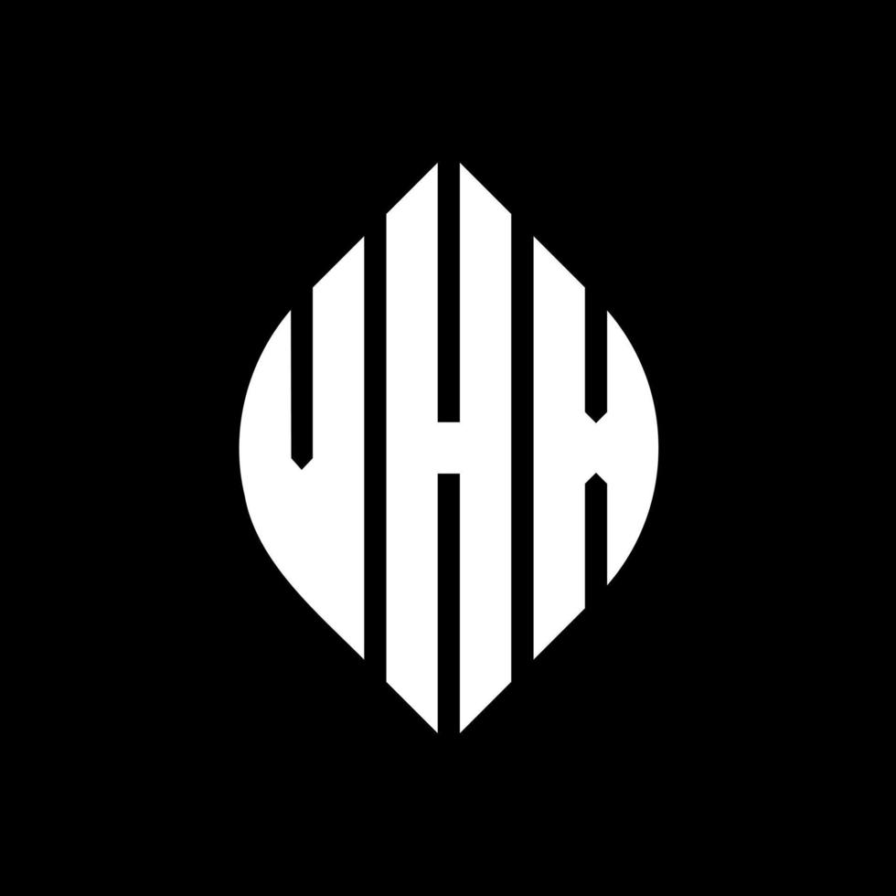 VHX circle letter logo design with circle and ellipse shape. VHX ellipse letters with typographic style. The three initials form a circle logo. VHX Circle Emblem Abstract Monogram Letter Mark Vector. vector