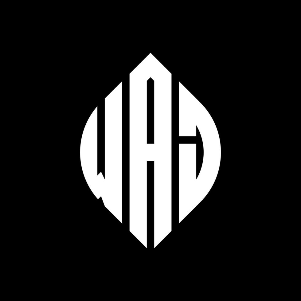 WAJ circle letter logo design with circle and ellipse shape. WAJ ellipse letters with typographic style. The three initials form a circle logo. WAJ Circle Emblem Abstract Monogram Letter Mark Vector. vector