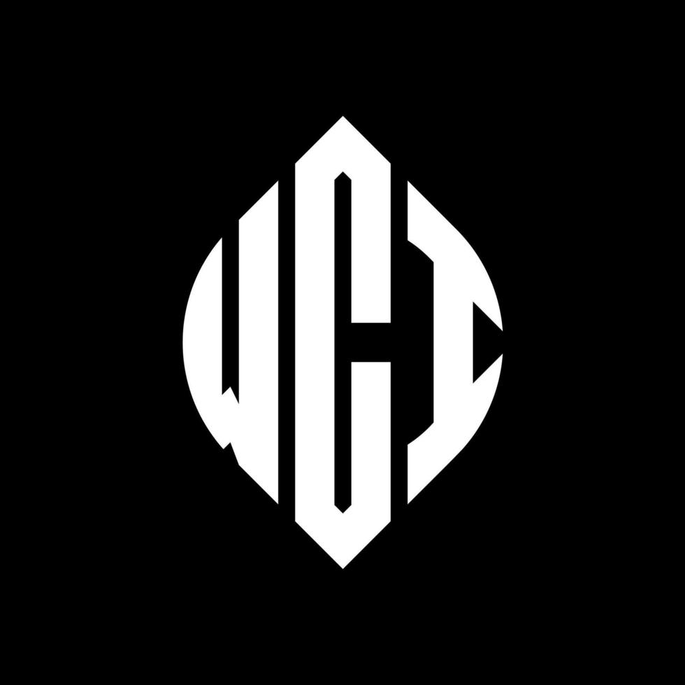 WCI circle letter logo design with circle and ellipse shape. WCI ellipse letters with typographic style. The three initials form a circle logo. WCI Circle Emblem Abstract Monogram Letter Mark Vector. vector