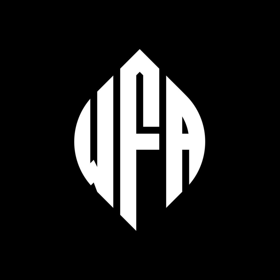 diseño de logotipo de letra de círculo wfa con forma de círculo y elipse. wfa letras elipses con estilo tipográfico. las tres iniciales forman un logo circular. vector de marca de letra de monograma abstracto del emblema del círculo wfa.