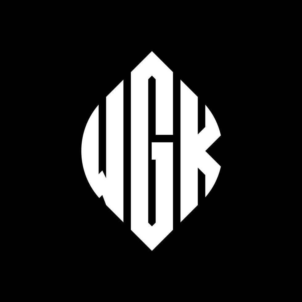 WGK circle letter logo design with circle and ellipse shape. WGK ellipse letters with typographic style. The three initials form a circle logo. WGK Circle Emblem Abstract Monogram Letter Mark Vector. vector