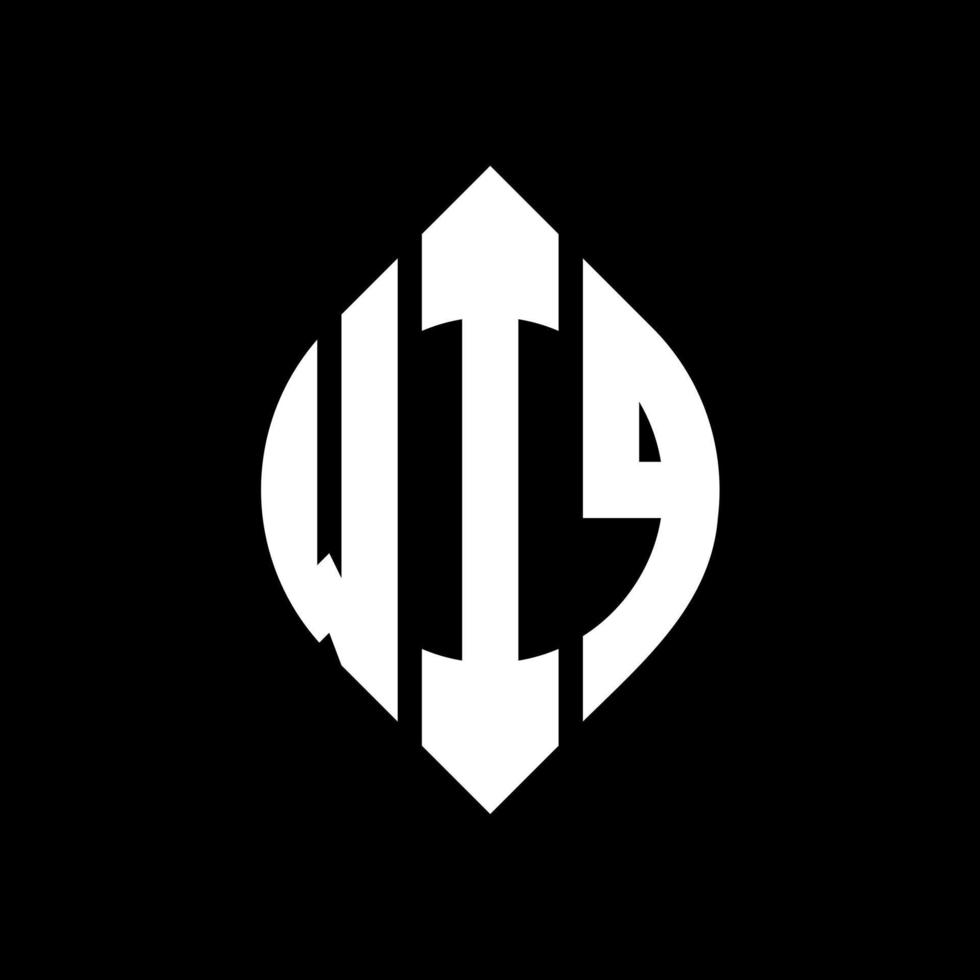 diseño de logotipo de letra de círculo wiq con forma de círculo y elipse. letras elipses wiq con estilo tipográfico. las tres iniciales forman un logo circular. vector de marca de letra de monograma abstracto del emblema del círculo wiq.