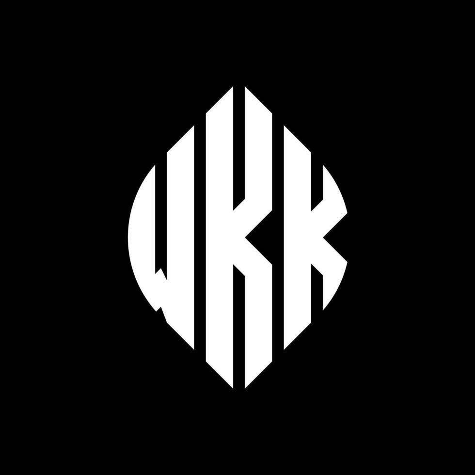 WKK circle letter logo design with circle and ellipse shape. WKK ellipse letters with typographic style. The three initials form a circle logo. WKK Circle Emblem Abstract Monogram Letter Mark Vector. vector