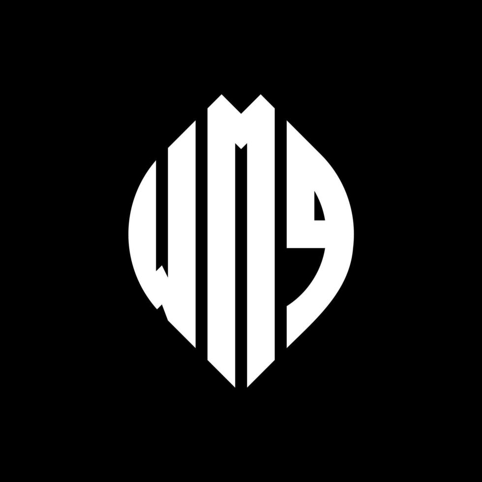 WMQ circle letter logo design with circle and ellipse shape. WMQ ellipse letters with typographic style. The three initials form a circle logo. WMQ Circle Emblem Abstract Monogram Letter Mark Vector. vector