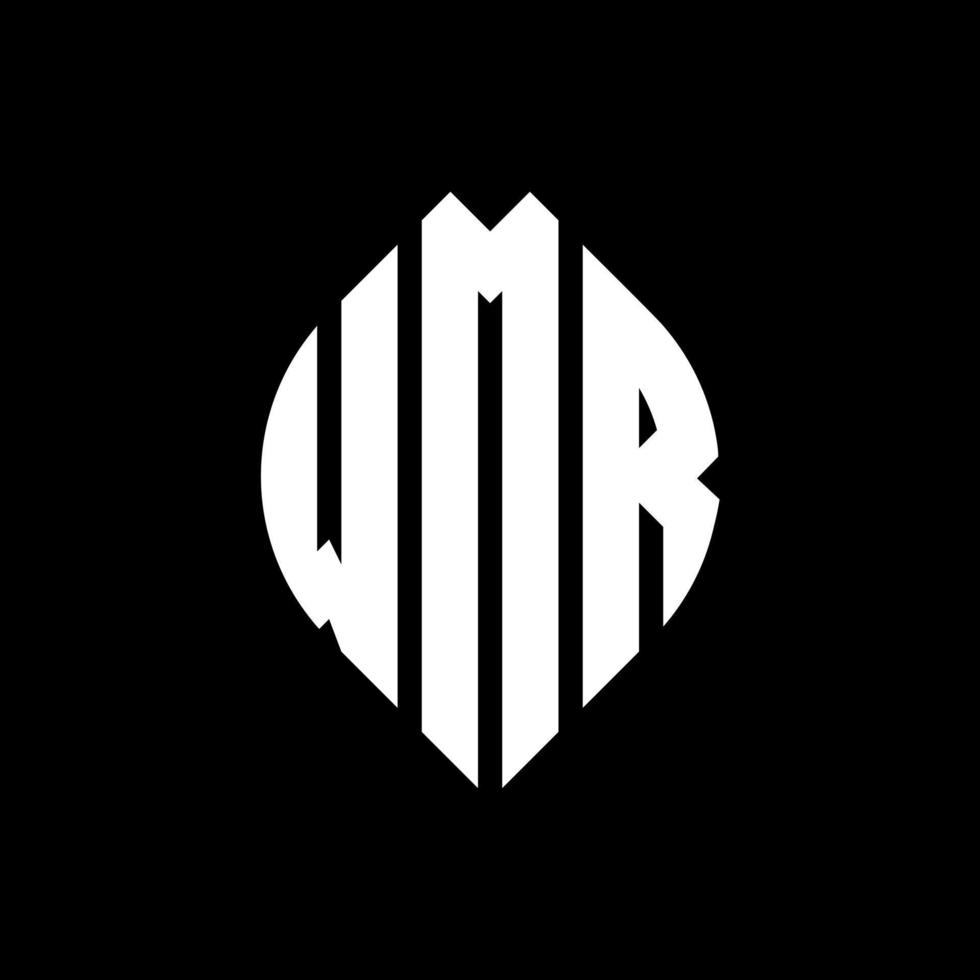 WMR circle letter logo design with circle and ellipse shape. WMR ellipse letters with typographic style. The three initials form a circle logo. WMR Circle Emblem Abstract Monogram Letter Mark Vector. vector