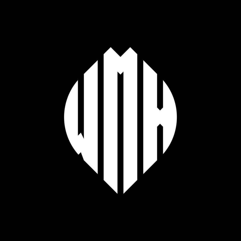 diseño de logotipo de letra de círculo wmx con forma de círculo y elipse. letras de elipse wmx con estilo tipográfico. las tres iniciales forman un logo circular. vector de marca de letra de monograma abstracto del emblema del círculo wmx.