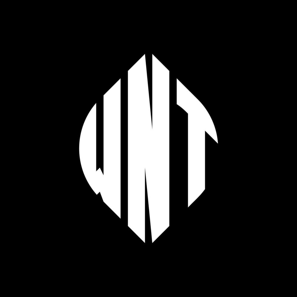 WNT circle letter logo design with circle and ellipse shape. WNT ellipse letters with typographic style. The three initials form a circle logo. WNT Circle Emblem Abstract Monogram Letter Mark Vector. vector