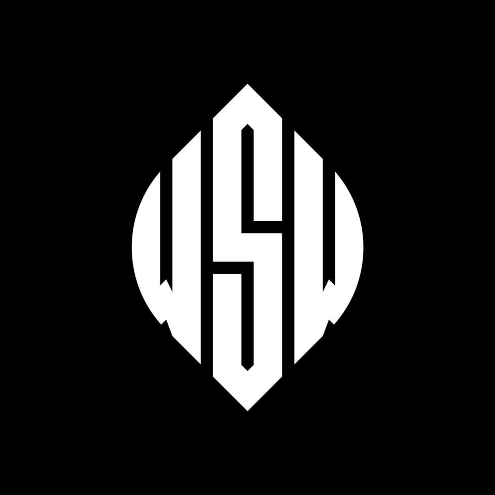 WSW circle letter logo design with circle and ellipse shape. WSW ellipse letters with typographic style. The three initials form a circle logo. WSW Circle Emblem Abstract Monogram Letter Mark Vector. vector