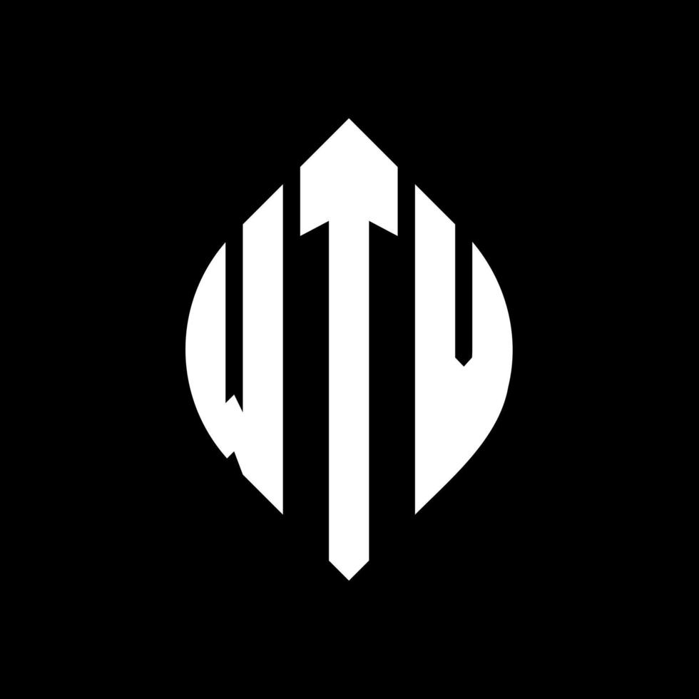 diseño de logotipo de letra circular wtv con forma de círculo y elipse. letras de elipse wtv con estilo tipográfico. las tres iniciales forman un logo circular. vector de marca de letra de monograma abstracto del emblema del círculo wtv.