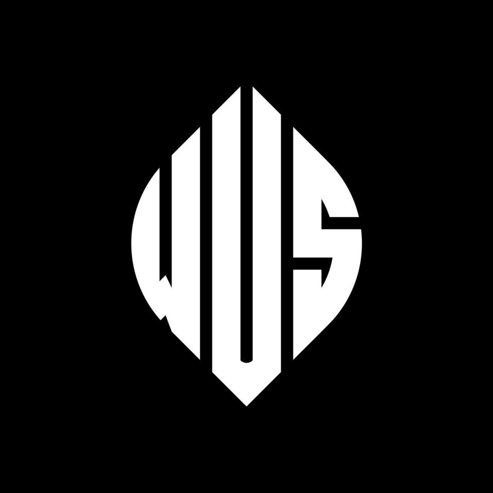 WUS circle letter logo design with circle and ellipse shape. WUS ellipse letters with typographic style. The three initials form a circle logo. WUS Circle Emblem Abstract Monogram Letter Mark Vector. vector