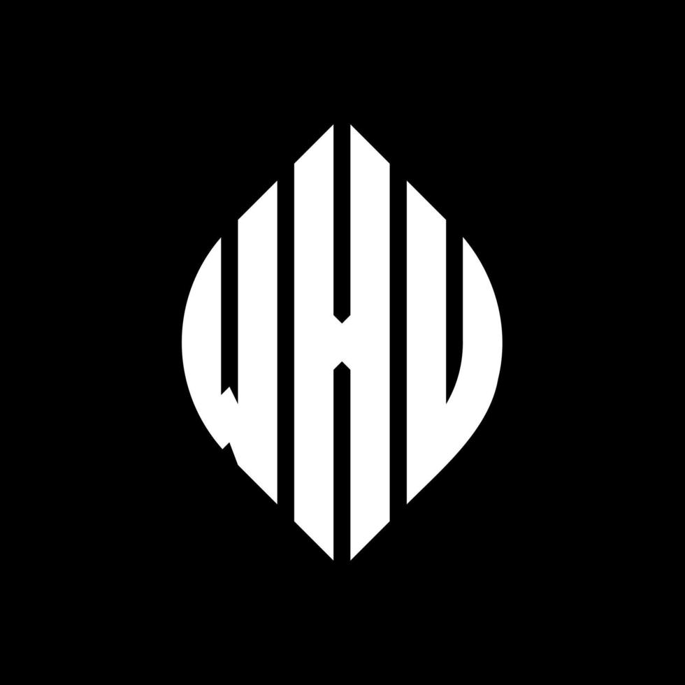WXU circle letter logo design with circle and ellipse shape. WXU ellipse letters with typographic style. The three initials form a circle logo. WXU Circle Emblem Abstract Monogram Letter Mark Vector. vector