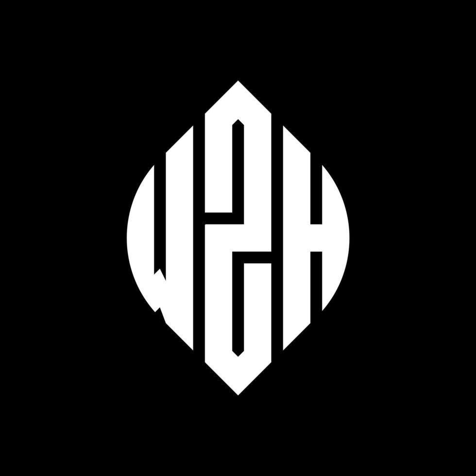 WZH circle letter logo design with circle and ellipse shape. WZH ellipse letters with typographic style. The three initials form a circle logo. WZH Circle Emblem Abstract Monogram Letter Mark Vector. vector