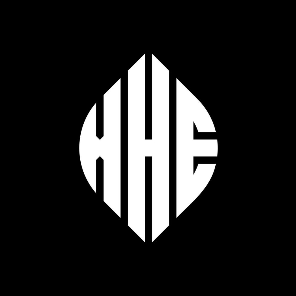 XHE circle letter logo design with circle and ellipse shape. XHE ellipse letters with typographic style. The three initials form a circle logo. XHE Circle Emblem Abstract Monogram Letter Mark Vector. vector
