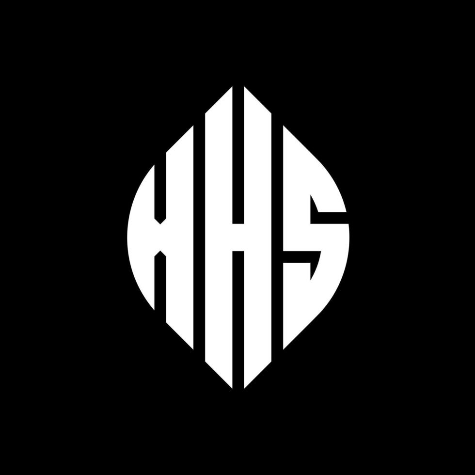 XHS circle letter logo design with circle and ellipse shape. XHS ellipse letters with typographic style. The three initials form a circle logo. XHS Circle Emblem Abstract Monogram Letter Mark Vector. vector