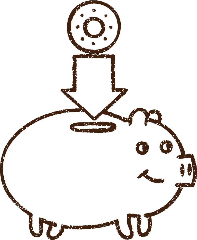 Piggy Bank Charcoal Drawing vector