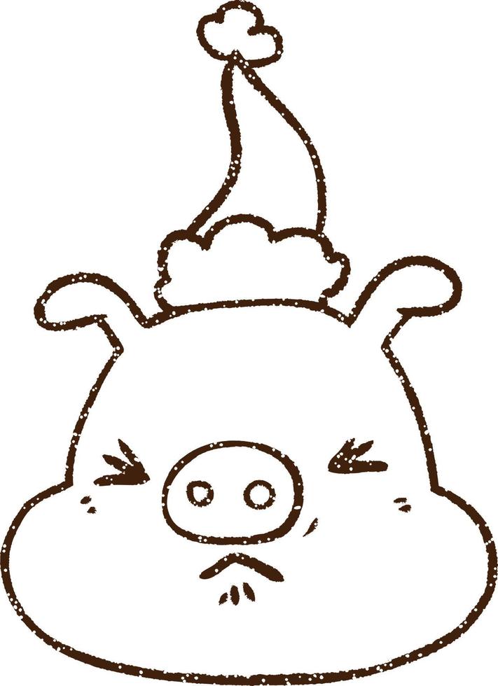 Christmas Pig Charcoal Drawing vector