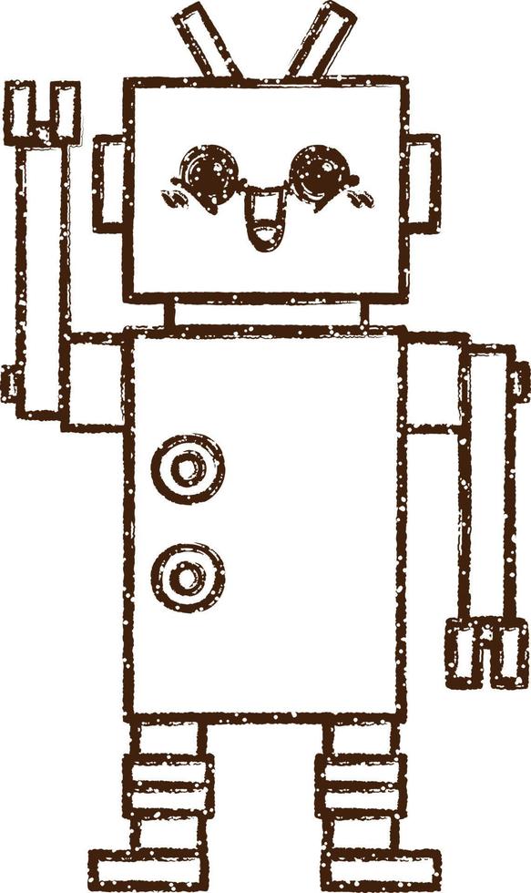 Robot Charcoal Drawing vector