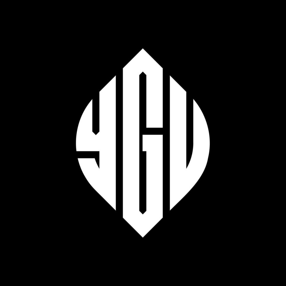 YGU circle letter logo design with circle and ellipse shape. YGU ellipse letters with typographic style. The three initials form a circle logo. YGU Circle Emblem Abstract Monogram Letter Mark Vector. vector