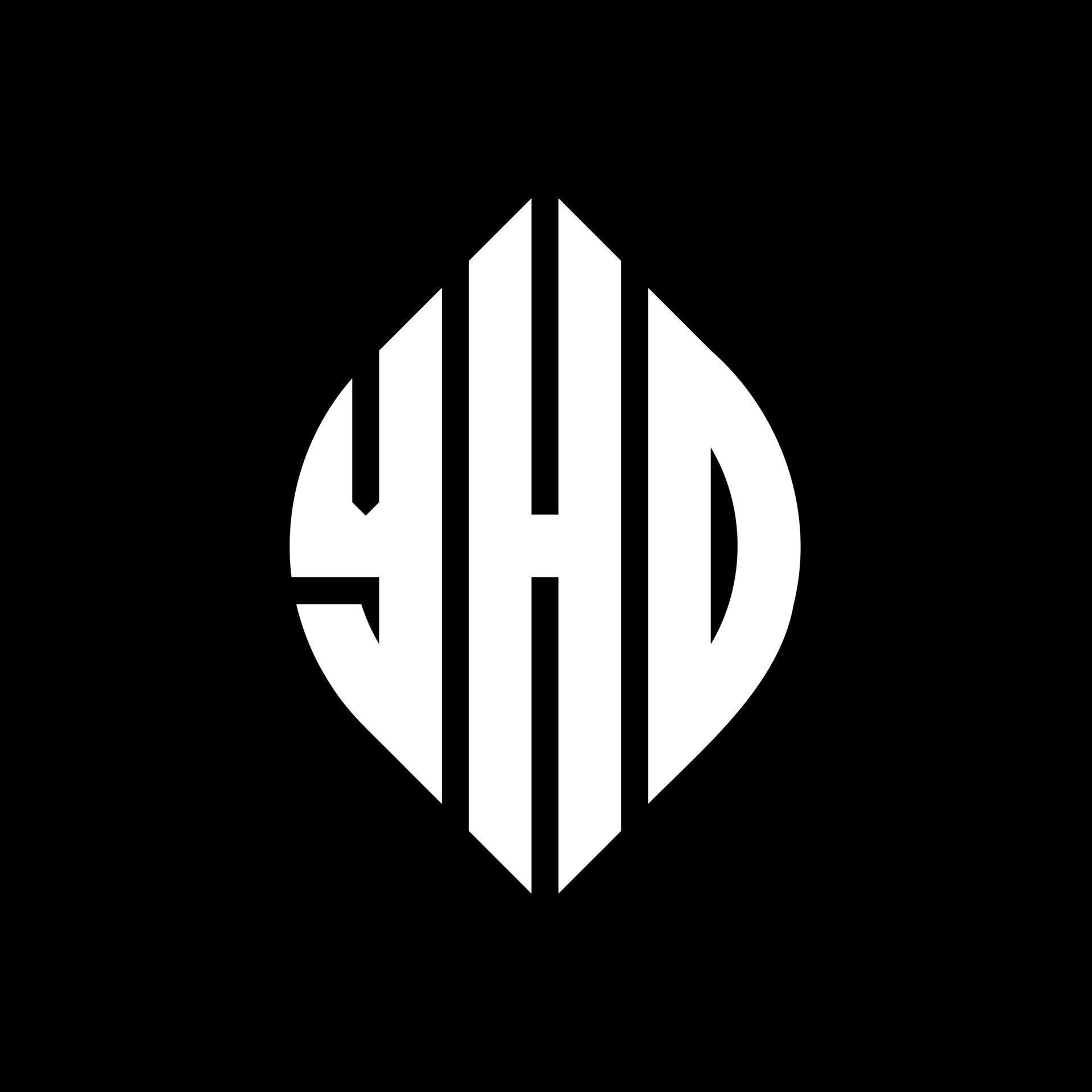 YHD circle letter logo design with circle and ellipse shape. YHD