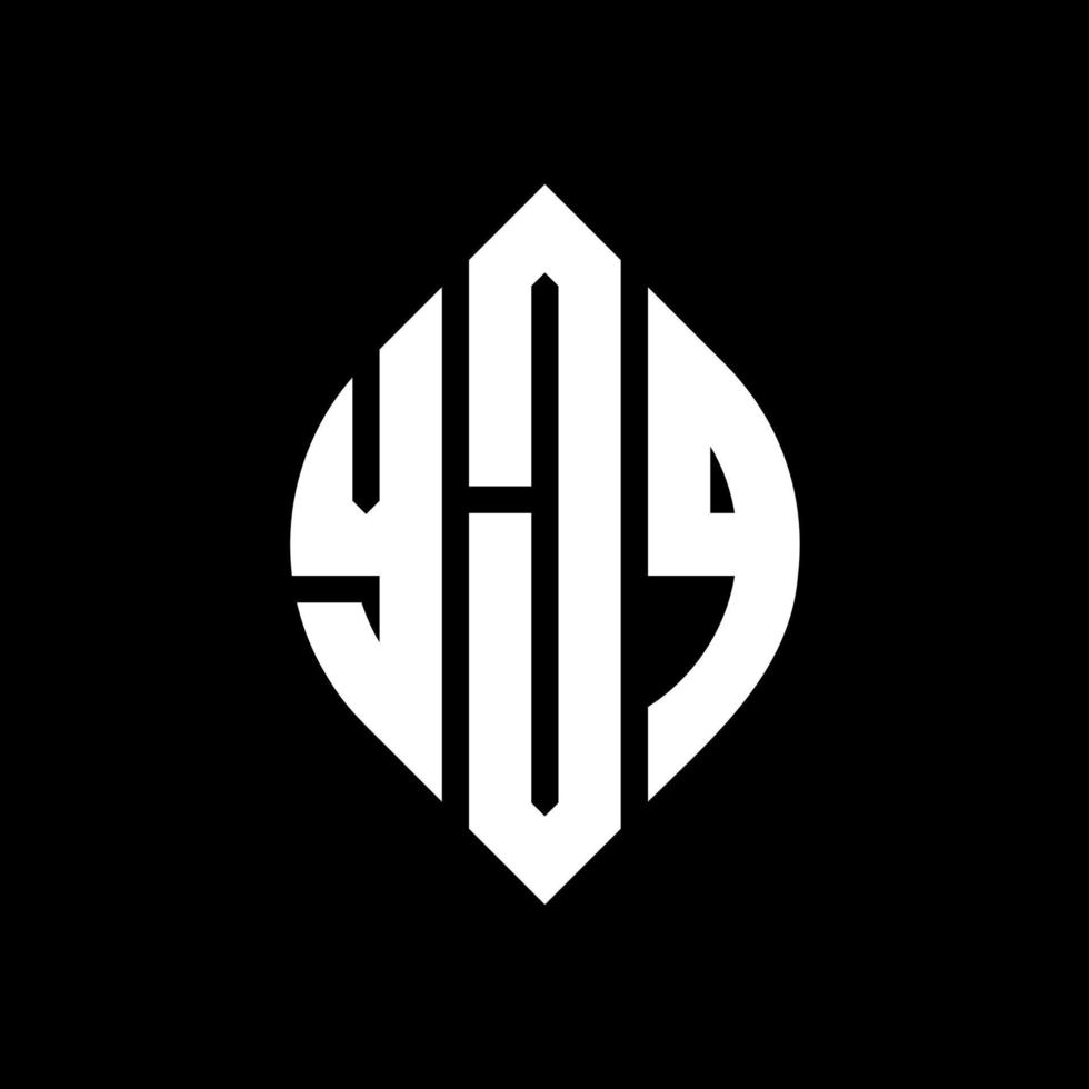 YJQ circle letter logo design with circle and ellipse shape. YJQ ellipse letters with typographic style. The three initials form a circle logo. YJQ Circle Emblem Abstract Monogram Letter Mark Vector. vector