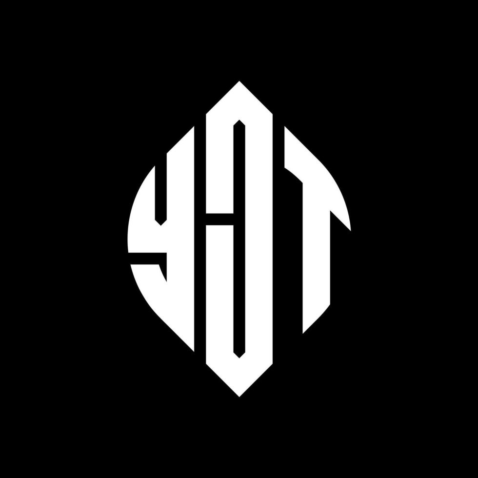 YJT circle letter logo design with circle and ellipse shape. YJT ellipse letters with typographic style. The three initials form a circle logo. YJT Circle Emblem Abstract Monogram Letter Mark Vector. vector