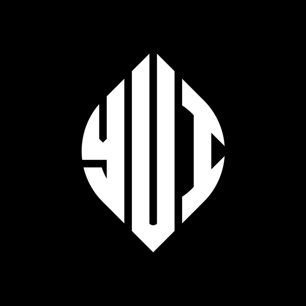 YUI circle letter logo design with circle and ellipse shape. YUI ellipse letters with typographic style. The three initials form a circle logo. YUI Circle Emblem Abstract Monogram Letter Mark Vector. vector
