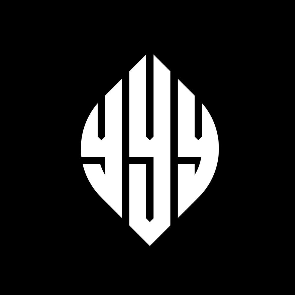 YYY circle letter logo design with circle and ellipse shape. YYY ellipse letters with typographic style. The three initials form a circle logo. YYY Circle Emblem Abstract Monogram Letter Mark Vector. vector