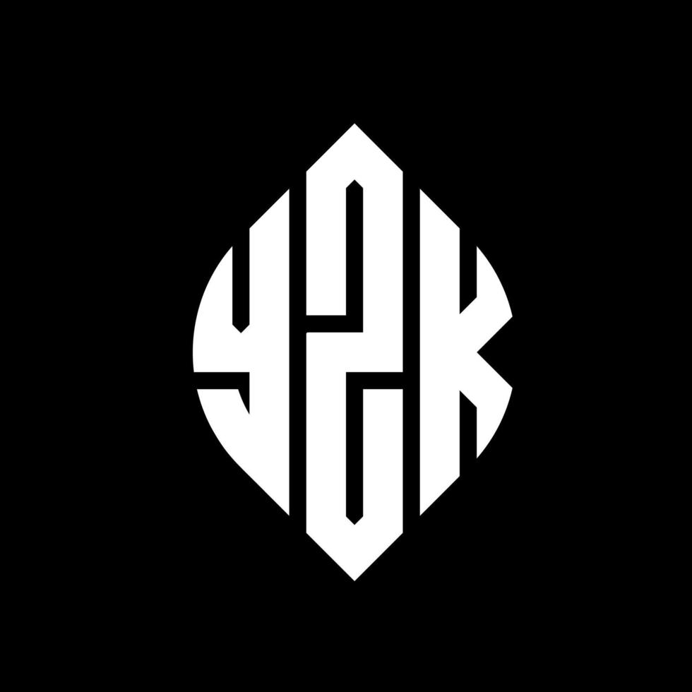 YZK circle letter logo design with circle and ellipse shape. YZK ellipse letters with typographic style. The three initials form a circle logo. YZK Circle Emblem Abstract Monogram Letter Mark Vector. vector