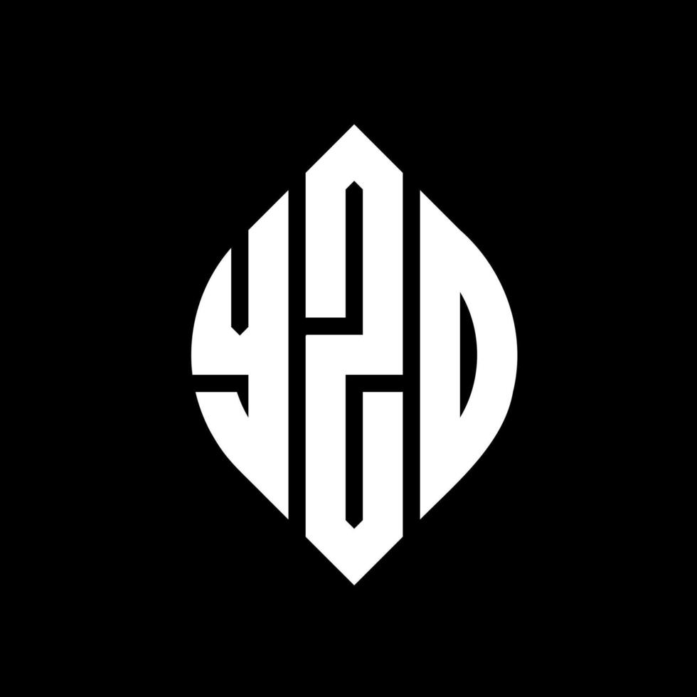 YZD circle letter logo design with circle and ellipse shape. YZD ellipse letters with typographic style. The three initials form a circle logo. YZD Circle Emblem Abstract Monogram Letter Mark Vector. vector