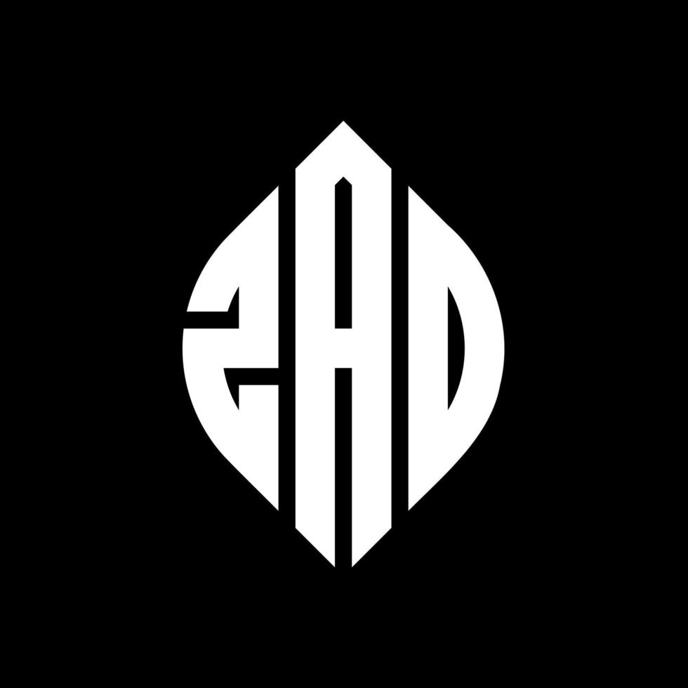 ZAD circle letter logo design with circle and ellipse shape. ZAD ellipse letters with typographic style. The three initials form a circle logo. ZAD Circle Emblem Abstract Monogram Letter Mark Vector. vector