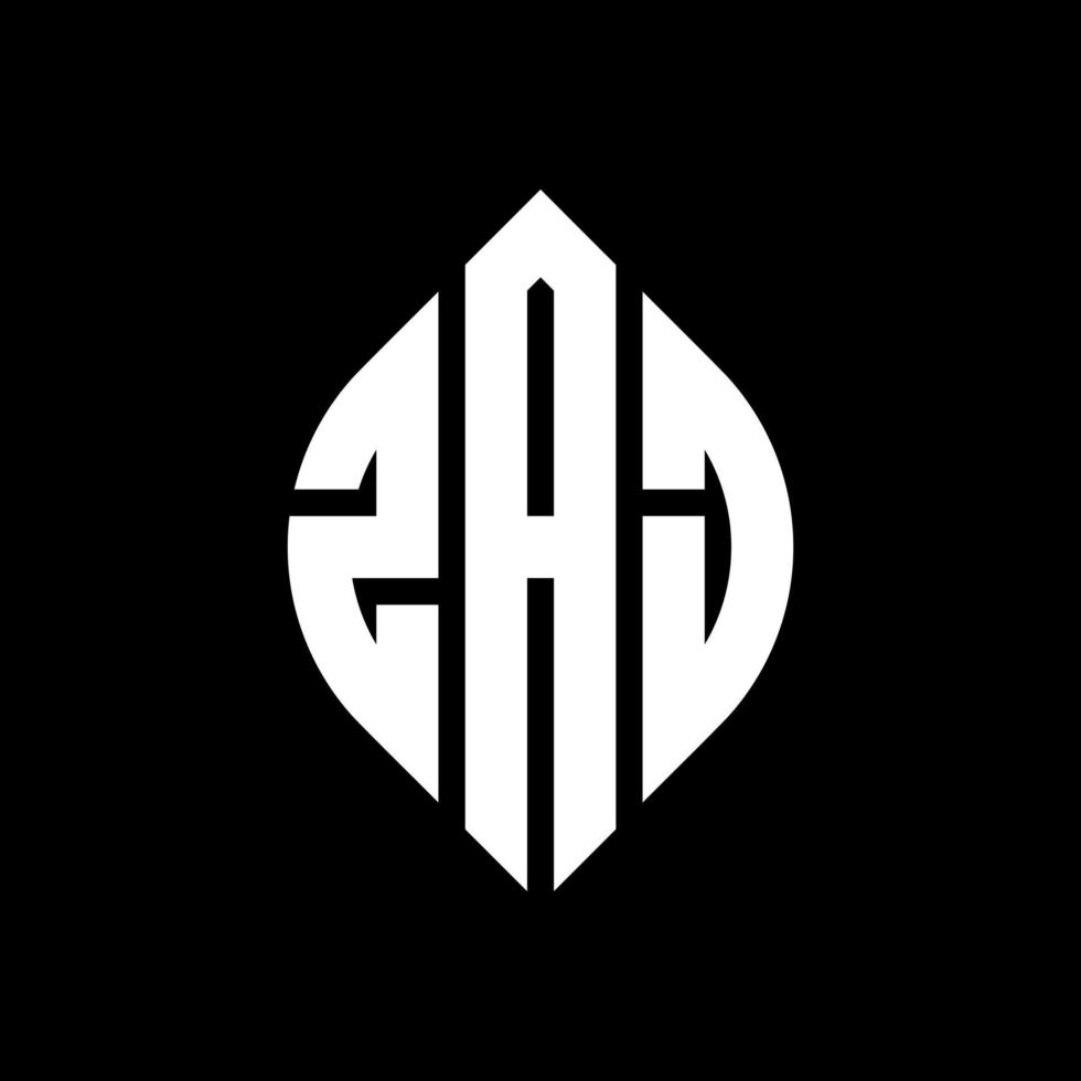 ZAJ circle letter logo design with circle and ellipse shape. ZAJ ellipse letters with typographic style. The three initials form a circle logo. ZAJ Circle Emblem Abstract Monogram Letter Mark Vector. vector
