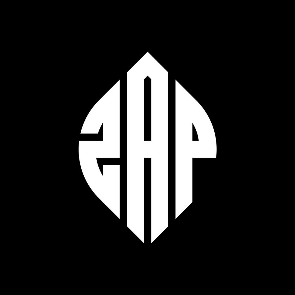 ZAP circle letter logo design with circle and ellipse shape. ZAP ellipse letters with typographic style. The three initials form a circle logo. ZAP Circle Emblem Abstract Monogram Letter Mark Vector. vector