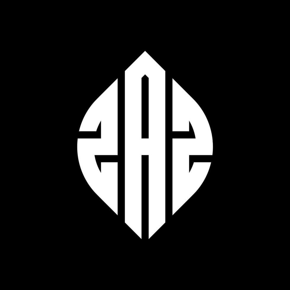 ZAZ circle letter logo design with circle and ellipse shape. ZAZ ellipse letters with typographic style. The three initials form a circle logo. ZAZ Circle Emblem Abstract Monogram Letter Mark Vector. vector