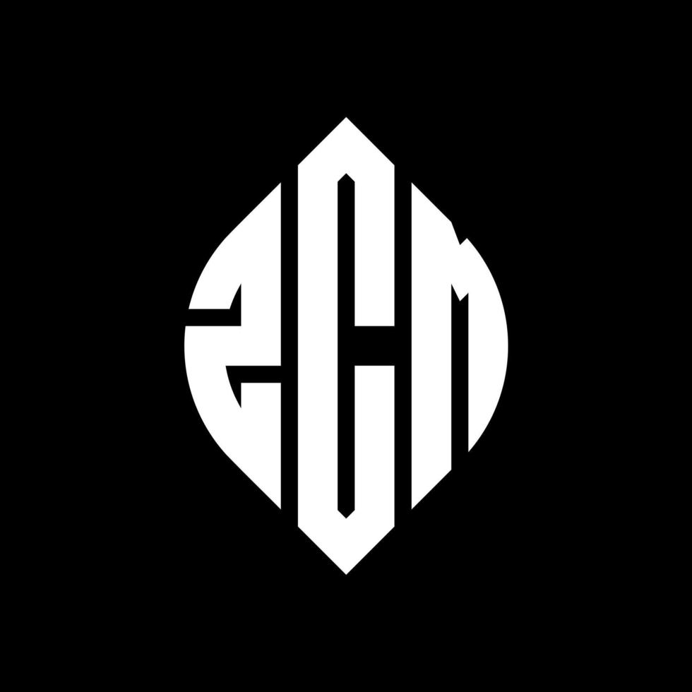 diseño de logotipo de letra circular zcm con forma de círculo y elipse. letras elipses zcm con estilo tipográfico. las tres iniciales forman un logo circular. vector de marca de letra de monograma abstracto del emblema del círculo zcm.
