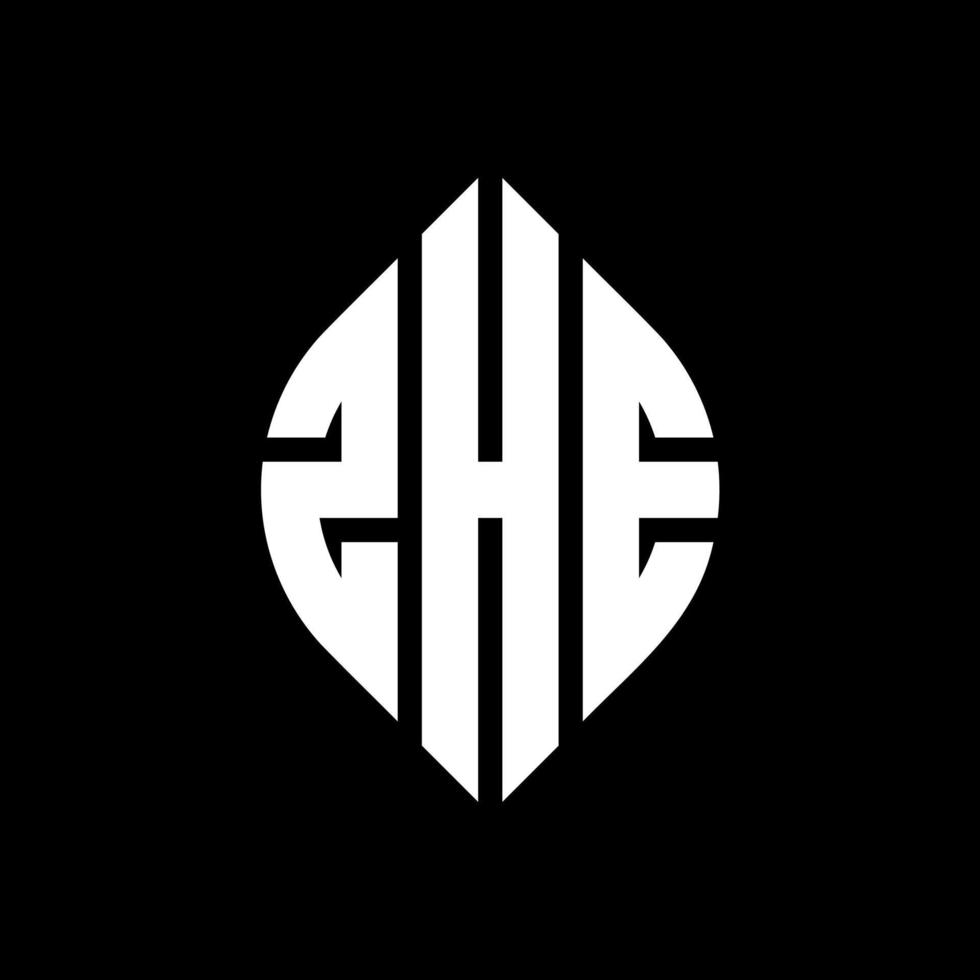 ZHE circle letter logo design with circle and ellipse shape. ZHE ellipse letters with typographic style. The three initials form a circle logo. ZHE Circle Emblem Abstract Monogram Letter Mark Vector. vector