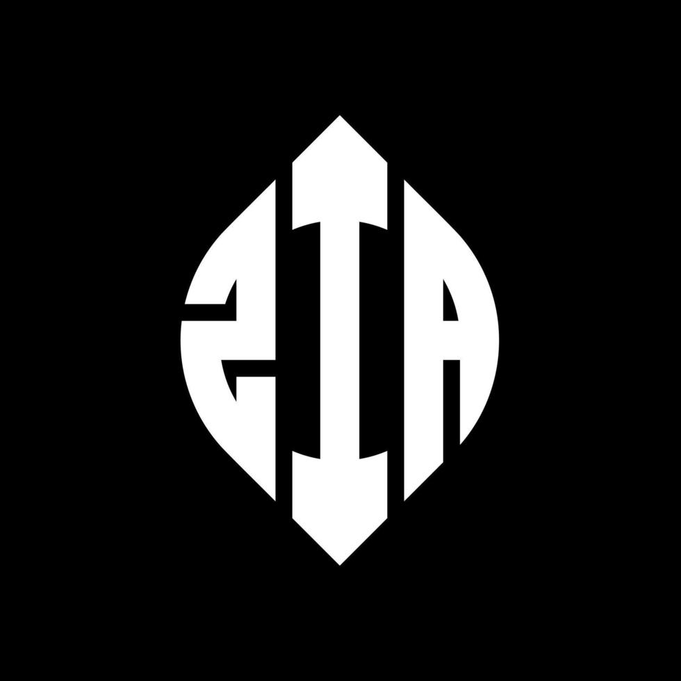 ZIA circle letter logo design with circle and ellipse shape. ZIA ellipse letters with typographic style. The three initials form a circle logo. ZIA Circle Emblem Abstract Monogram Letter Mark Vector. vector