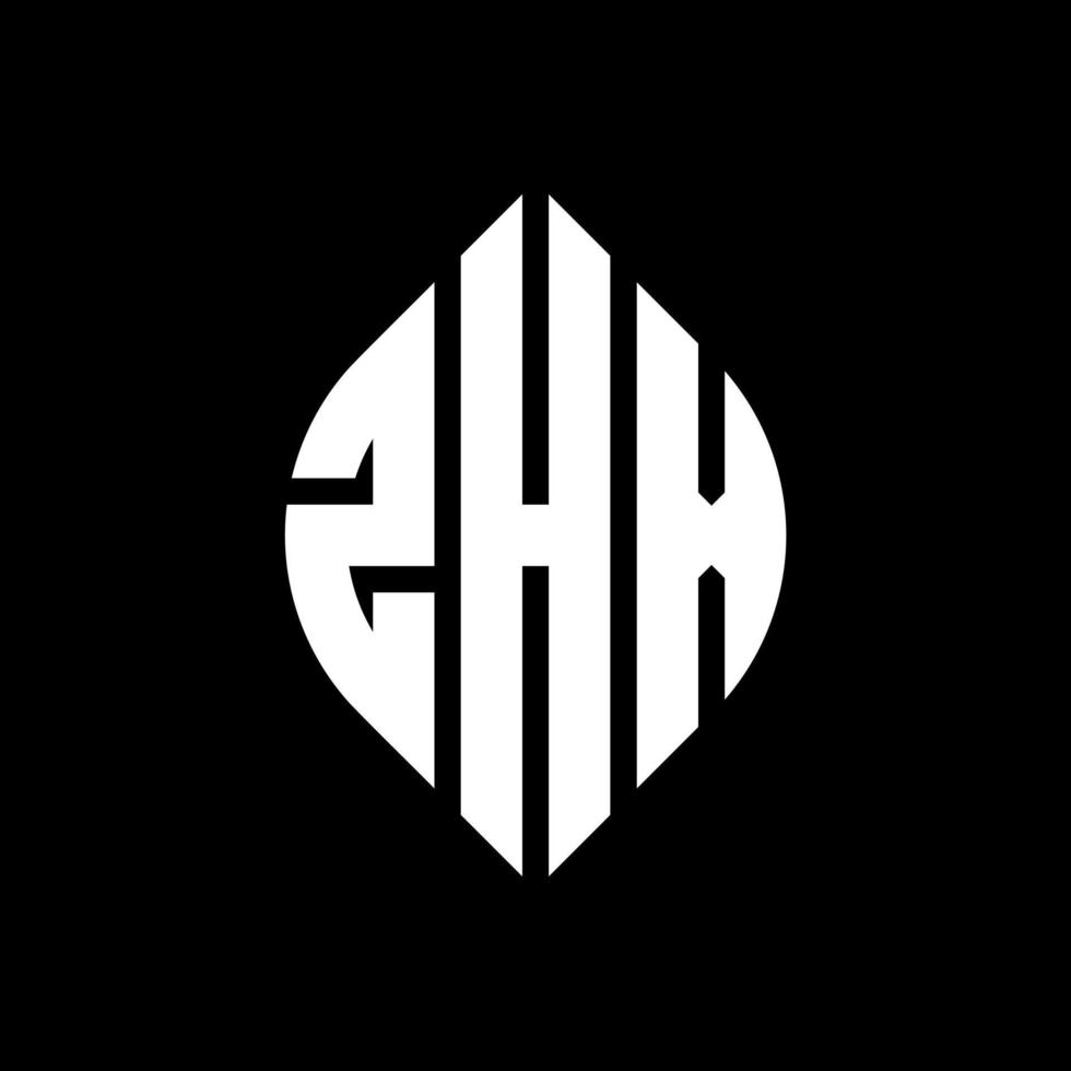 diseño de logotipo de letra de círculo zhx con forma de círculo y elipse. letras elipses zhx con estilo tipográfico. las tres iniciales forman un logo circular. vector de marca de letra de monograma abstracto del emblema del círculo zhx.