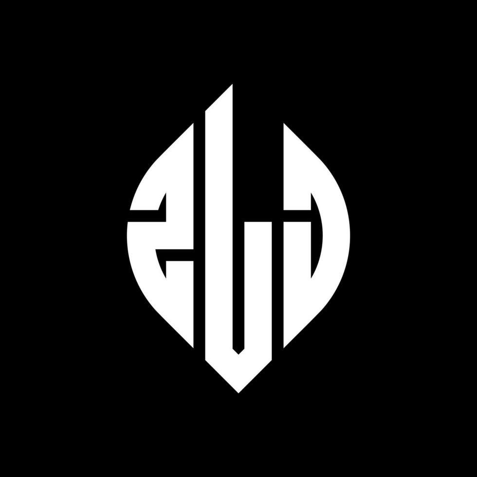 ZLJ circle letter logo design with circle and ellipse shape. ZLJ ellipse letters with typographic style. The three initials form a circle logo. ZLJ Circle Emblem Abstract Monogram Letter Mark Vector. vector