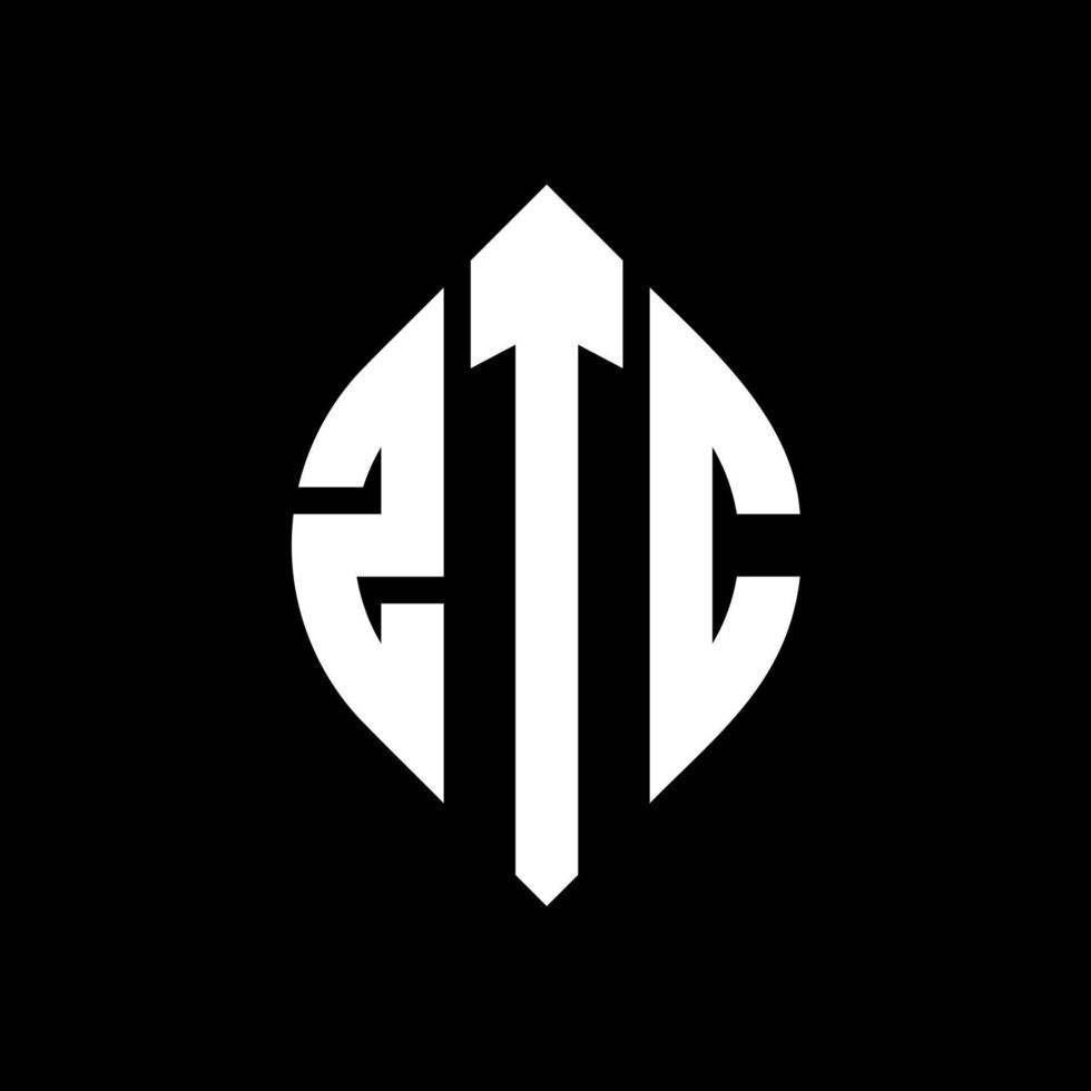 diseño de logotipo de letra de círculo ztc con forma de círculo y elipse. letras elipses ztc con estilo tipográfico. las tres iniciales forman un logo circular. vector de marca de letra de monograma abstracto del emblema del círculo ztc.