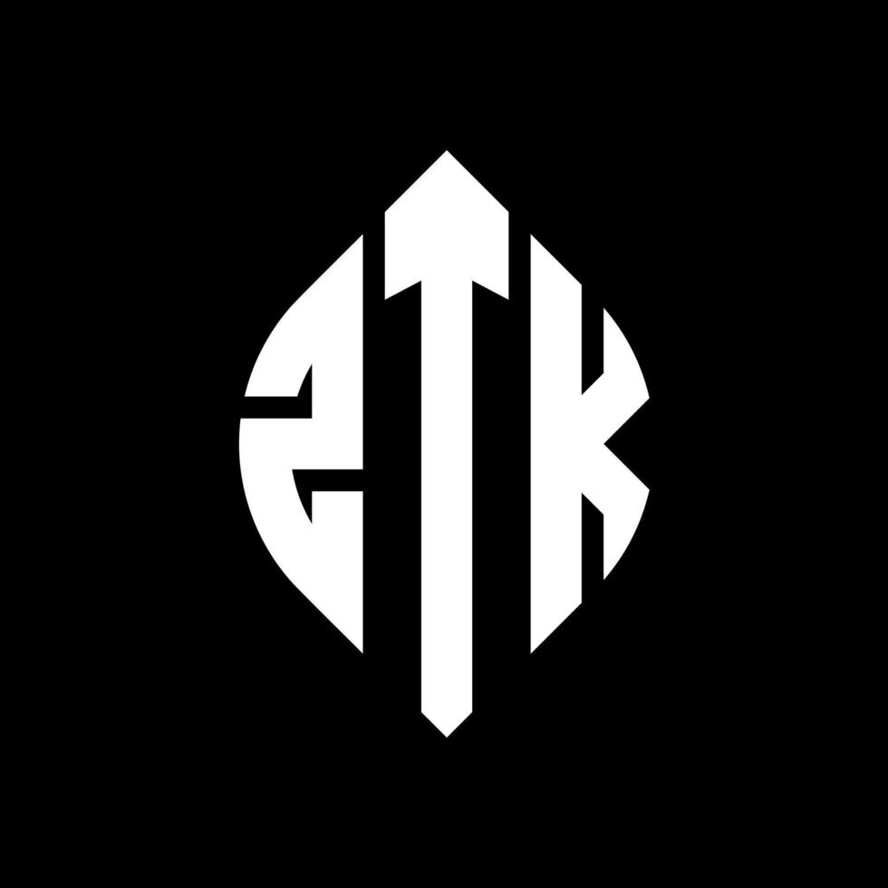 diseño de logotipo de letra de círculo ztk con forma de círculo y elipse. letras elipses ztk con estilo tipográfico. las tres iniciales forman un logo circular. vector de marca de letra de monograma abstracto del emblema del círculo ztk.
