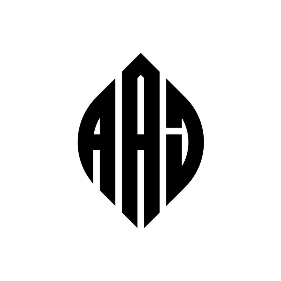 diseño de logotipo de letra de círculo aaj con forma de círculo y elipse. aaj letras elipses con estilo tipográfico. las tres iniciales forman un logo circular. vector de marca de letra de monograma abstracto del emblema del círculo aaj.